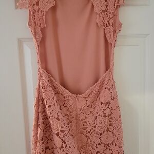 SHEIN Backless Lace Dress in Peach